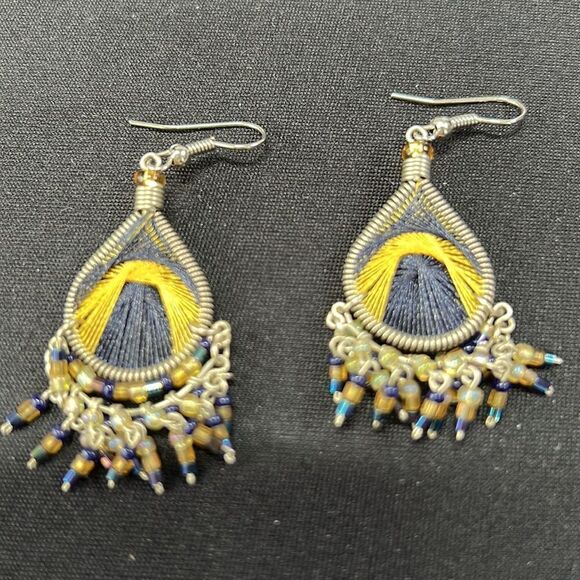 Super Unique Thread and Bead Earrings! - Picture 4 of 5